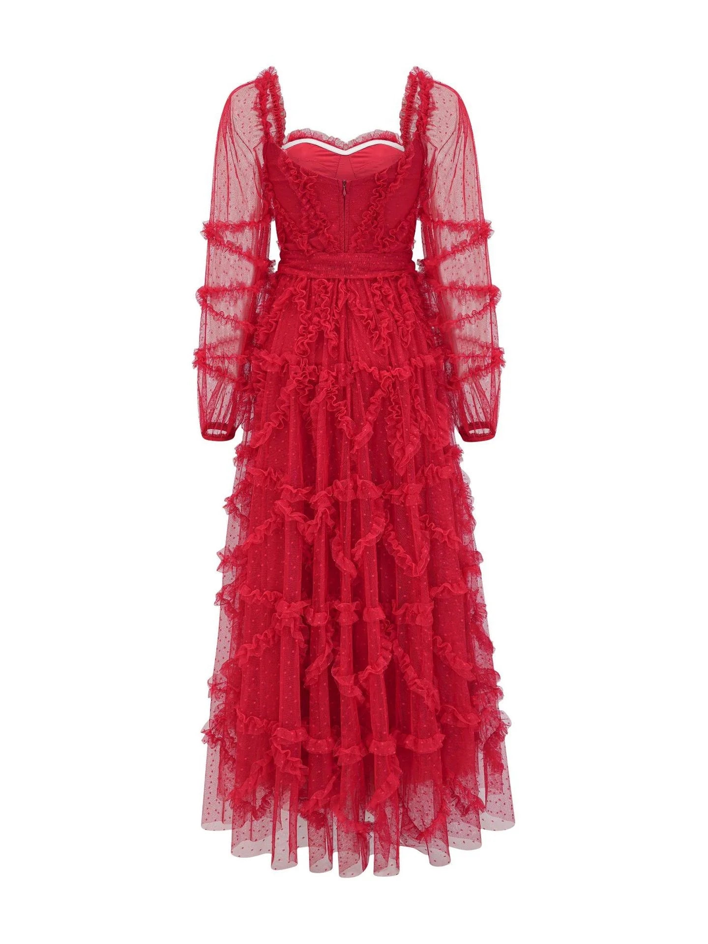 Chic A-line Sweetheart Neck Long Sleeve Zipper Up Floor-Length Prom Dress